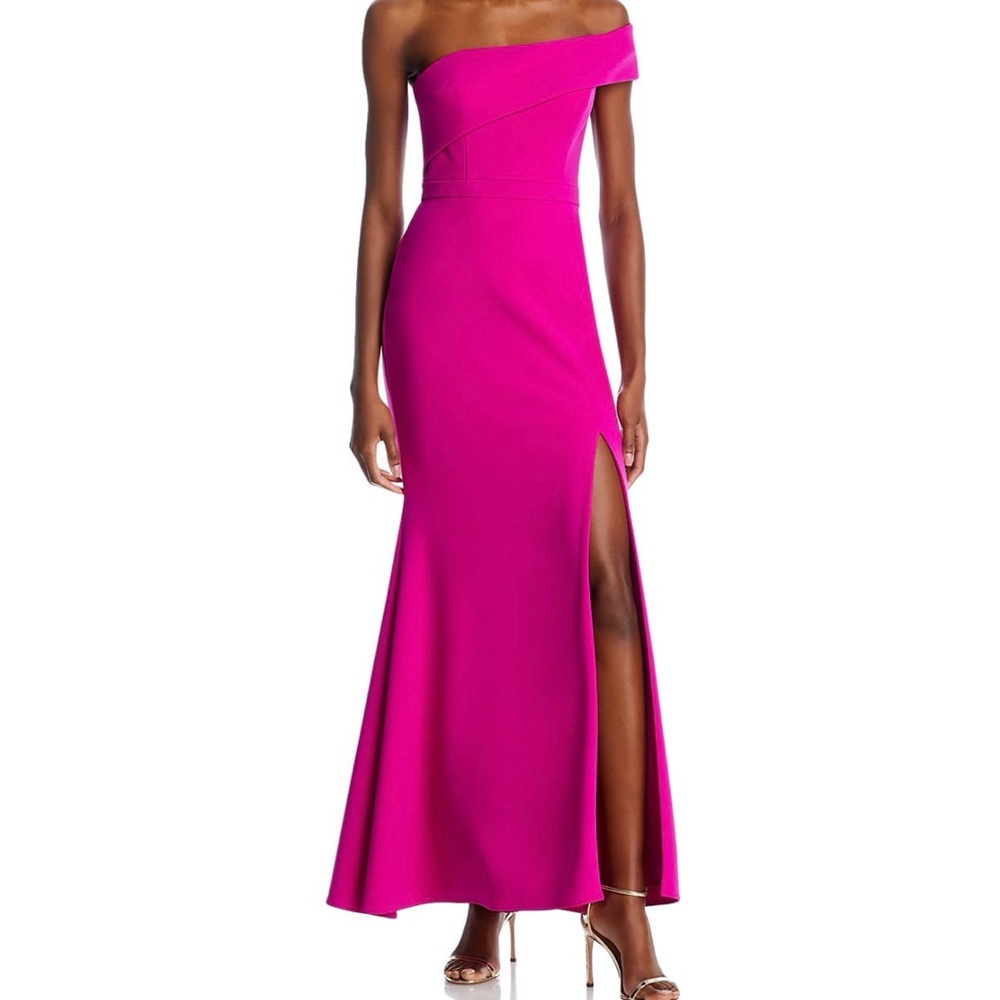 Aqua Fuchsia One-Shoulder Dress